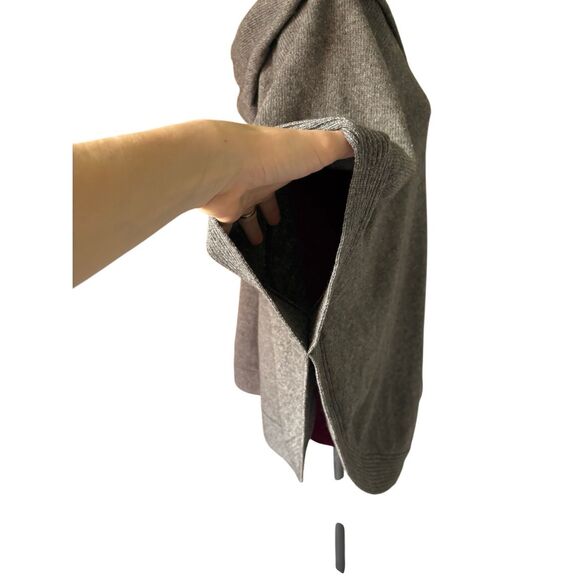 Eileen Fisher Hooded Full Zip Poncho size M Wool Yak Gray - Picture 9 of 10